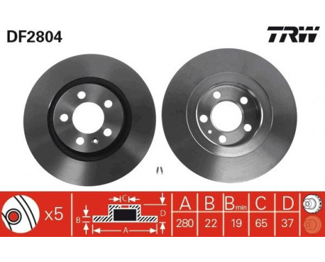Brake Disc DF2804 TRW, Image 2