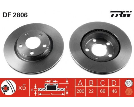 Brake Disc DF2806 TRW, Image 2