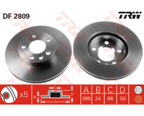 Brake Disc DF2809 TRW