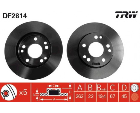 Brake Disc DF2814 TRW, Image 2