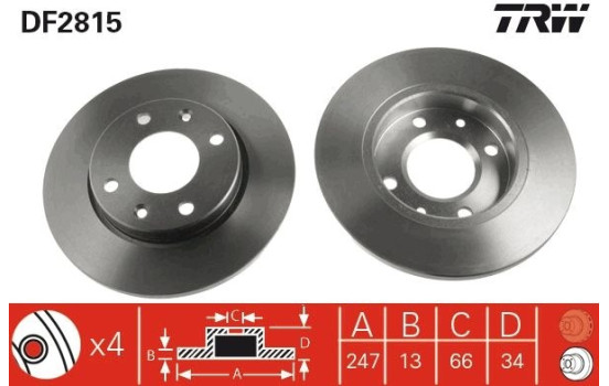 Brake Disc DF2815 TRW, Image 2