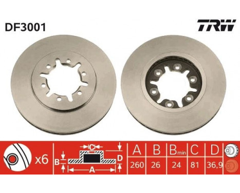 Brake Disc DF3001 TRW, Image 2