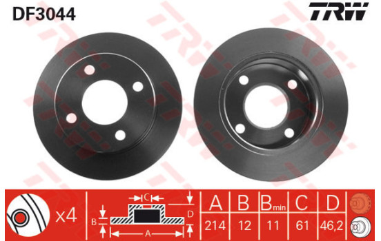 Brake Disc DF3044 TRW
