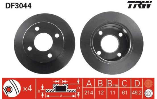 Brake Disc DF3044 TRW, Image 2