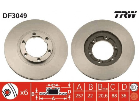 Brake Disc DF3049 TRW, Image 2