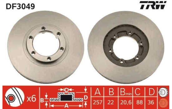 Brake Disc DF3049 TRW, Image 2