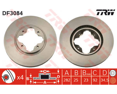 Brake Disc DF3084 TRW