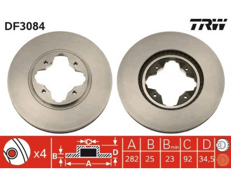 Brake Disc DF3084 TRW, Image 2