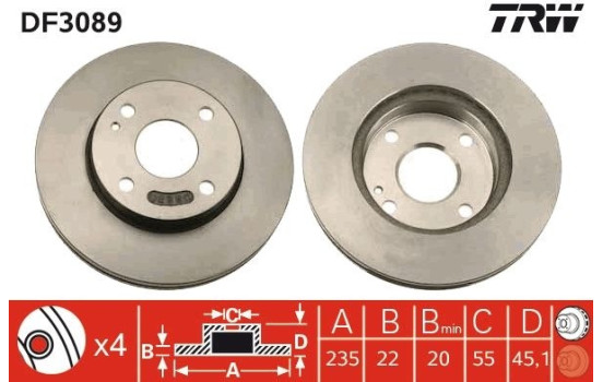 Brake Disc DF3089 TRW, Image 2