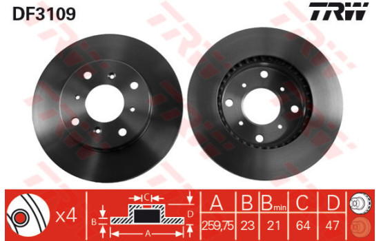 Brake Disc DF3109 TRW