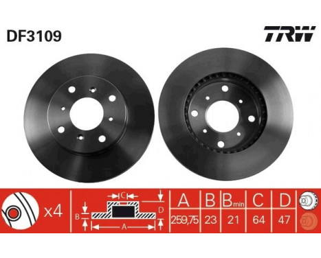 Brake Disc DF3109 TRW, Image 2