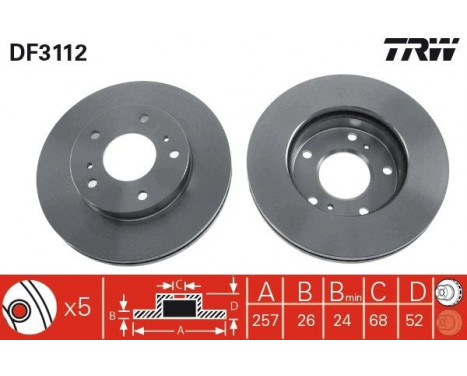 Brake Disc DF3112 TRW, Image 2