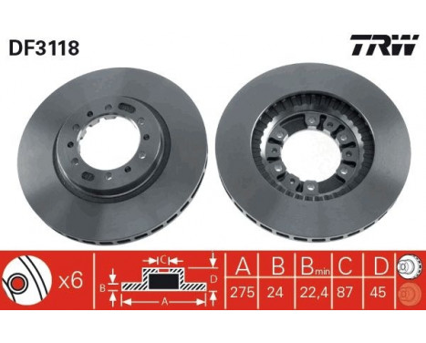 Brake Disc DF3118 TRW, Image 2