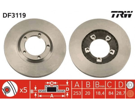 Brake Disc DF3119 TRW, Image 2