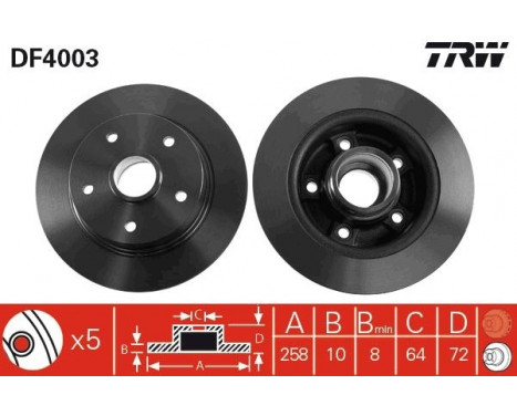 Brake Disc DF4003 TRW, Image 2