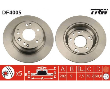 Brake Disc DF4005 TRW, Image 2