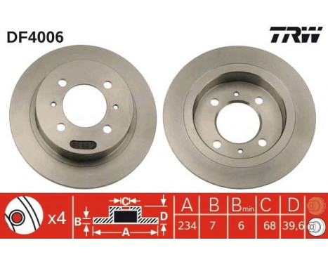 Brake Disc DF4006 TRW, Image 2