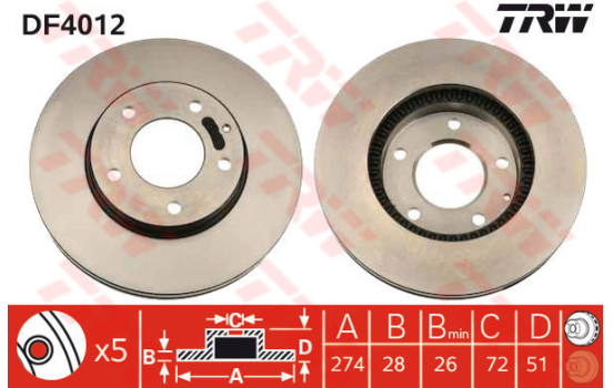Brake Disc DF4012 TRW