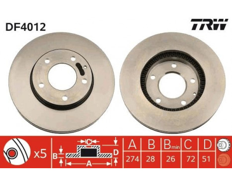 Brake Disc DF4012 TRW, Image 2