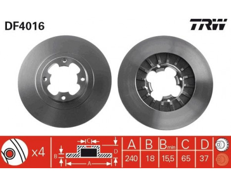 Brake Disc DF4016 TRW, Image 2