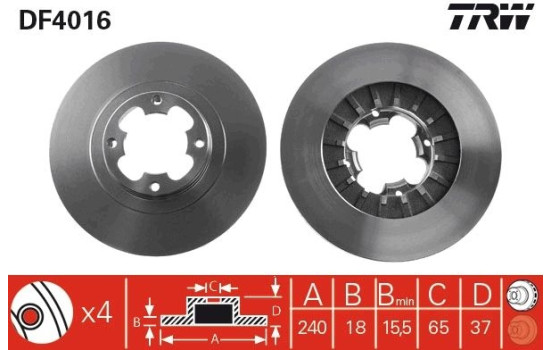 Brake Disc DF4016 TRW, Image 2