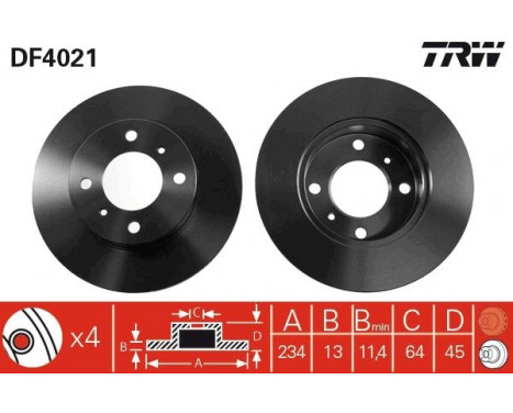 Brake Disc DF4021 TRW, Image 2