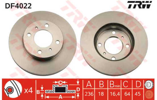 Brake Disc DF4022 TRW
