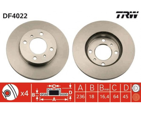 Brake Disc DF4022 TRW, Image 2