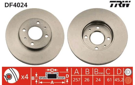Brake Disc DF4024 TRW, Image 2