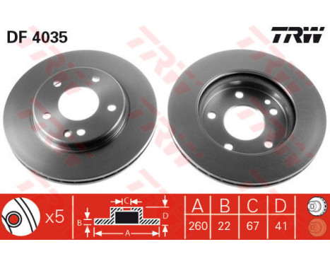 Brake Disc DF4035 TRW