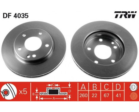 Brake Disc DF4035 TRW, Image 2