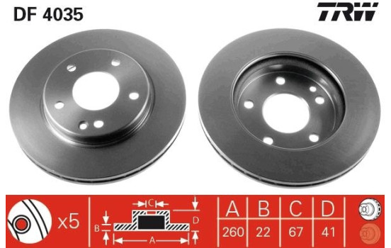 Brake Disc DF4035 TRW, Image 2