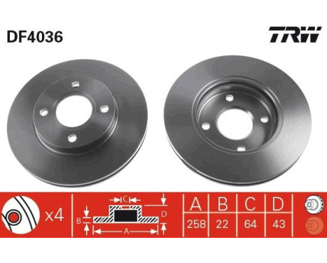 Brake Disc DF4036 TRW, Image 2