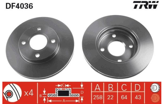 Brake Disc DF4036 TRW, Image 2