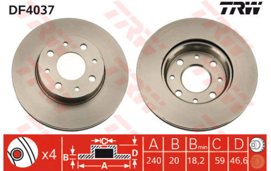 Brake Disc DF4037 TRW
