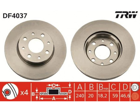 Brake Disc DF4037 TRW, Image 2