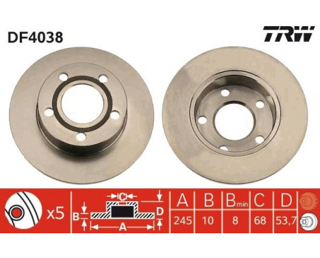 Brake Disc DF4038 TRW, Image 2