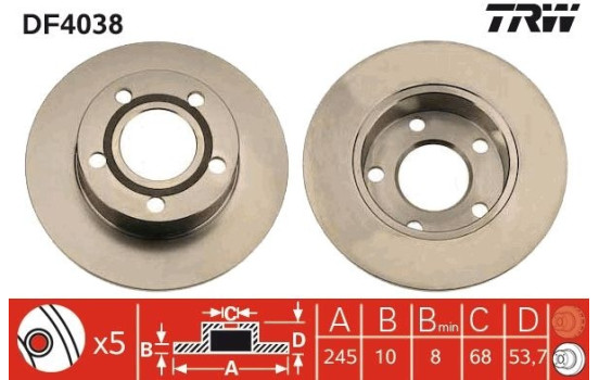 Brake Disc DF4038 TRW, Image 2