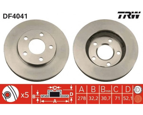 Brake Disc DF4041 TRW, Image 2