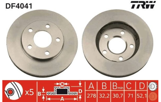 Brake Disc DF4041 TRW, Image 2