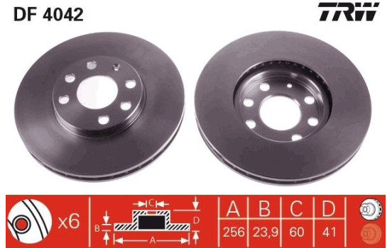 Brake Disc DF4042 TRW, Image 2