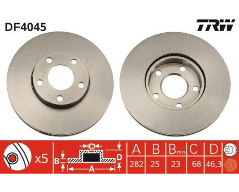 Brake Disc DF4045 TRW, Image 2