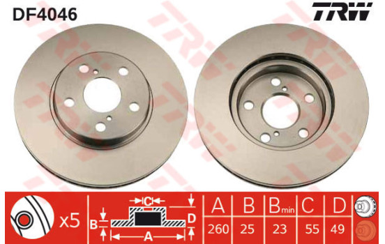 Brake Disc DF4046 TRW
