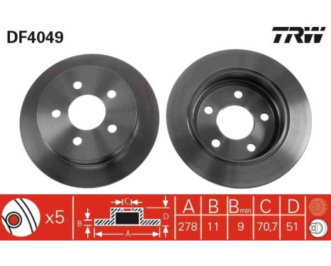 Brake Disc DF4049 TRW, Image 2