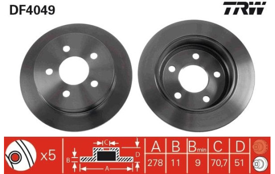 Brake Disc DF4049 TRW, Image 2
