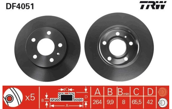 Brake Disc DF4051 TRW, Image 2