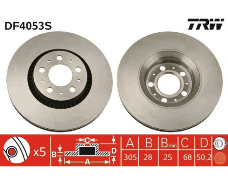 Brake Disc DF4053S TRW, Image 2