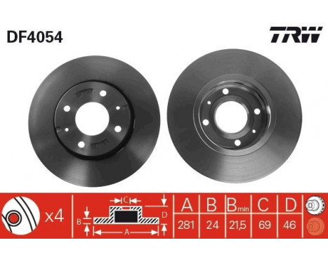 Brake Disc DF4054 TRW, Image 2