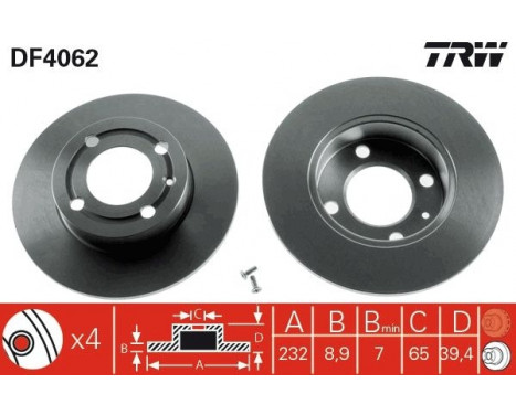 Brake Disc DF4062 TRW, Image 2