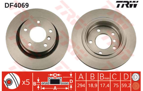 Brake Disc DF4069 TRW
